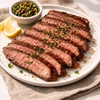 Thinly cut sirloin steak