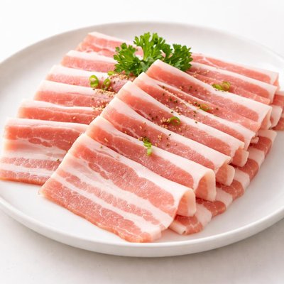 Thinly slice pork belly