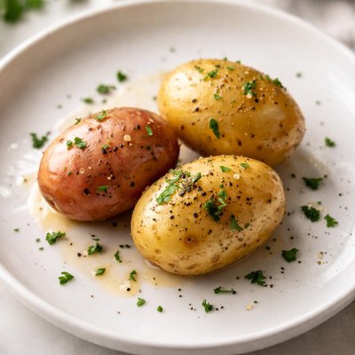 Three baby potatoes