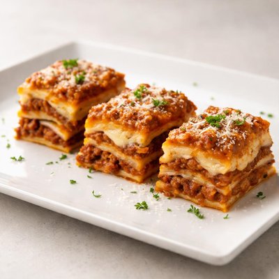 Three bites of lasagna