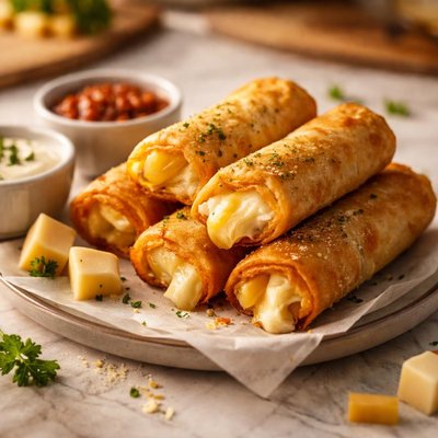 Three cheese spring rolls