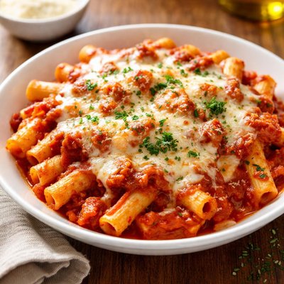 Three cheese ziti marinara