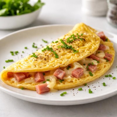 Omelette aux trois œufs avec jambon et fromage