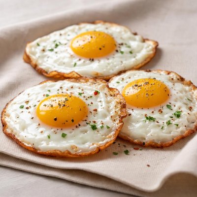 Three fried eggs