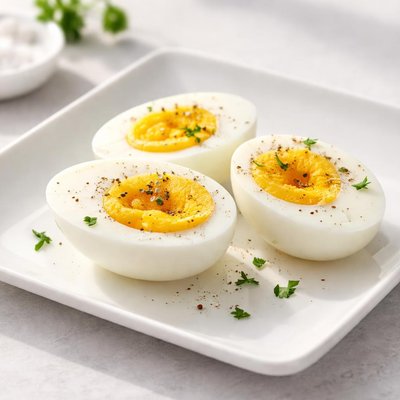 Three hard boiled eggs