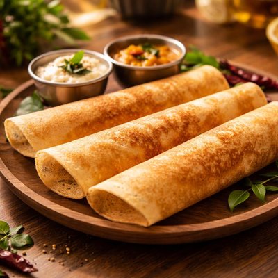 Three plain dosas