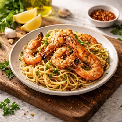 Gamberoni tigre aglio olio