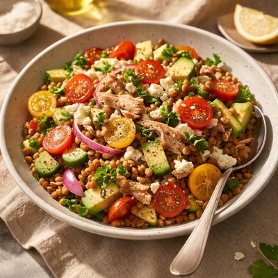 Tina salad with lentils