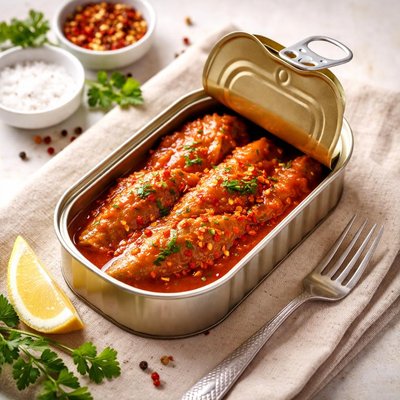 Tinned mackeral with yomato sauce