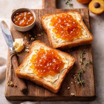 Tostada con mantequilla y mermelada