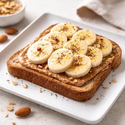 Toast with almond butter and banana slices