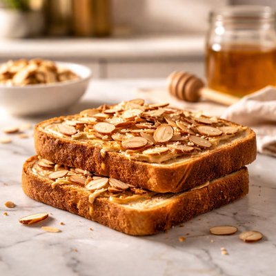 Toast with almond slices