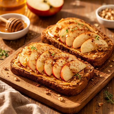 Toast with apple slices