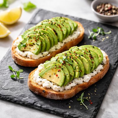 Toast with avocado and cheese