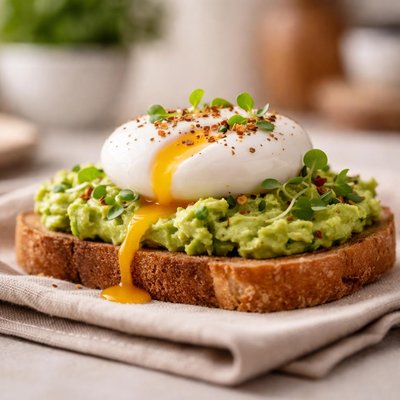 Toast with avocado and poached egg