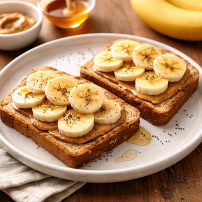 Toast with banana slices