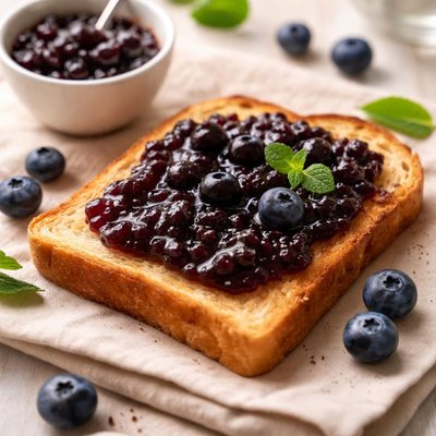 Toast with blueberry jam