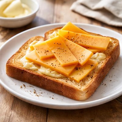 Toast with butter and cheddar cheese