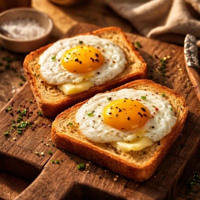黄油煎鸡蛋面包