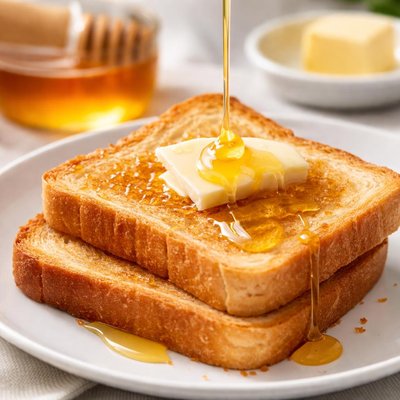 Toast with butter and honey