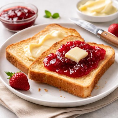Toast with butter and jam