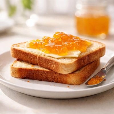 Toast with butter and marmalade