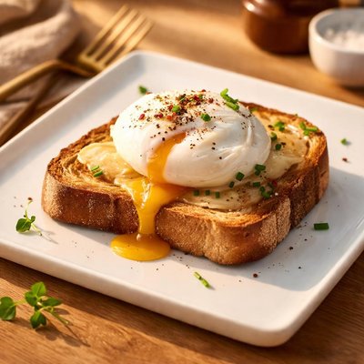 Toast with butter and poached egg