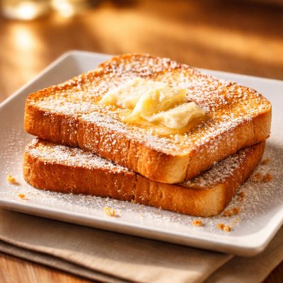 Toast with butter and powdered sugar