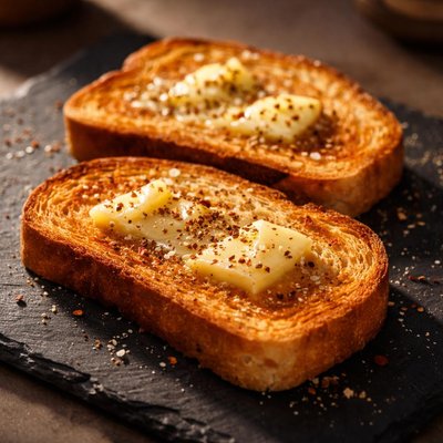 Toast with butter and seasoning