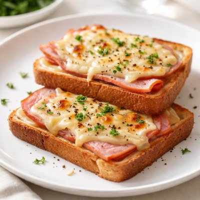 Toast with cheese and ham