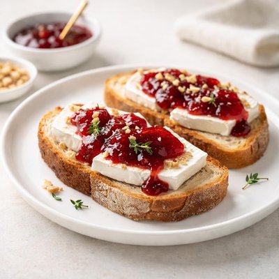 Toast with cheese and jam
