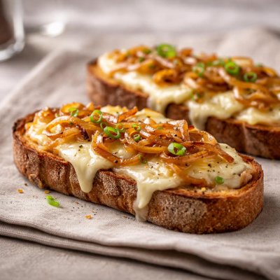 Toast with cheese and onions