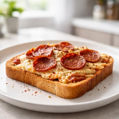 Toast with cheese and pepperoni