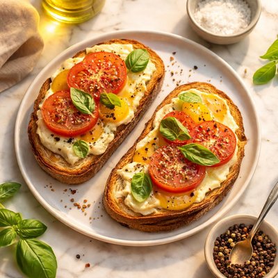 Toast with cheese and tomato