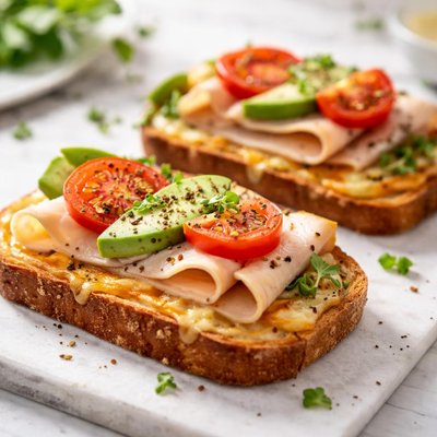 Toast with cheese and turkey