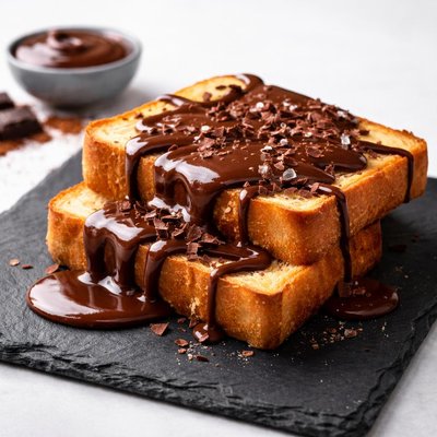 Toast with chocolate sauce