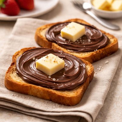 Toast with chocolate spread and butter