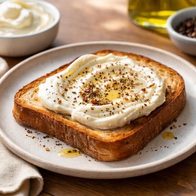 Toast with cream cheese and pepper