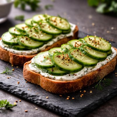 Toast with cucumber