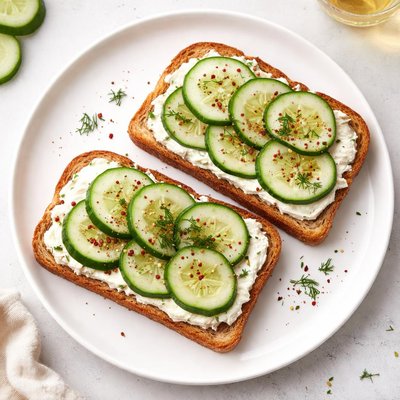 Toast with cucumber slices