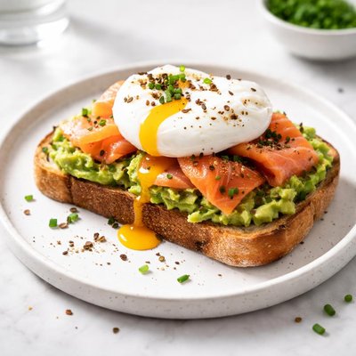 Toast with egg and salmon