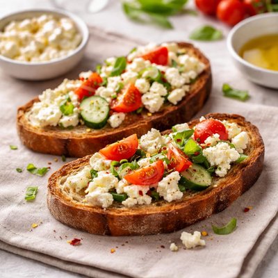 Toast with feta cheese