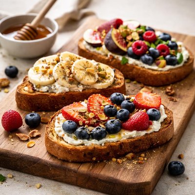 Toast with fruit and nuts