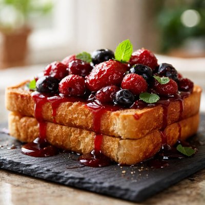 Toast with fruit compote