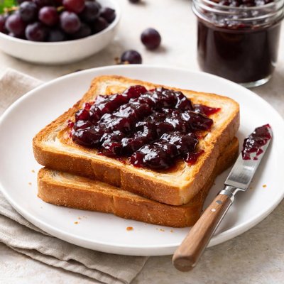 Toast with grape jelly