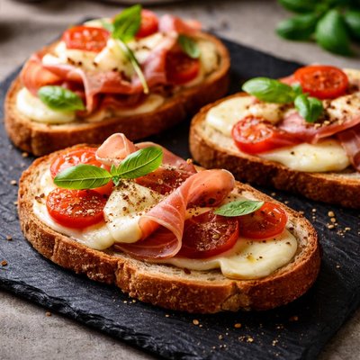 Toast with ham and mozzarella