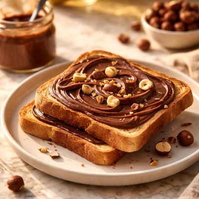 Toast with hazelnut spread