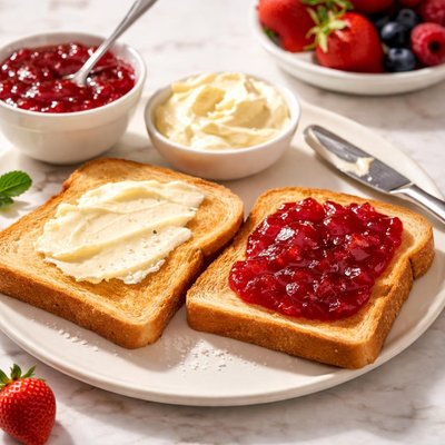 Toast with jam and a spread