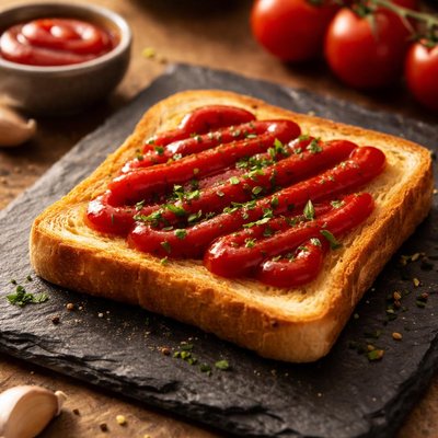 Toast with ketchup