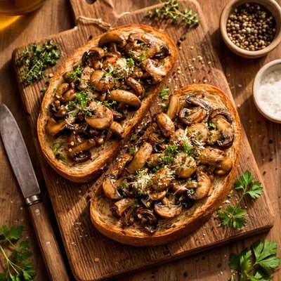 Toast with mushrooms